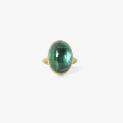 18k & oval blue green tourmaline ring, 14.9ct