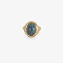 18k & oval blue tourmaline cast ring, 6.88ct