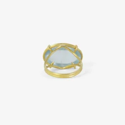 18k & oval cabochon aquamarine east/west ring