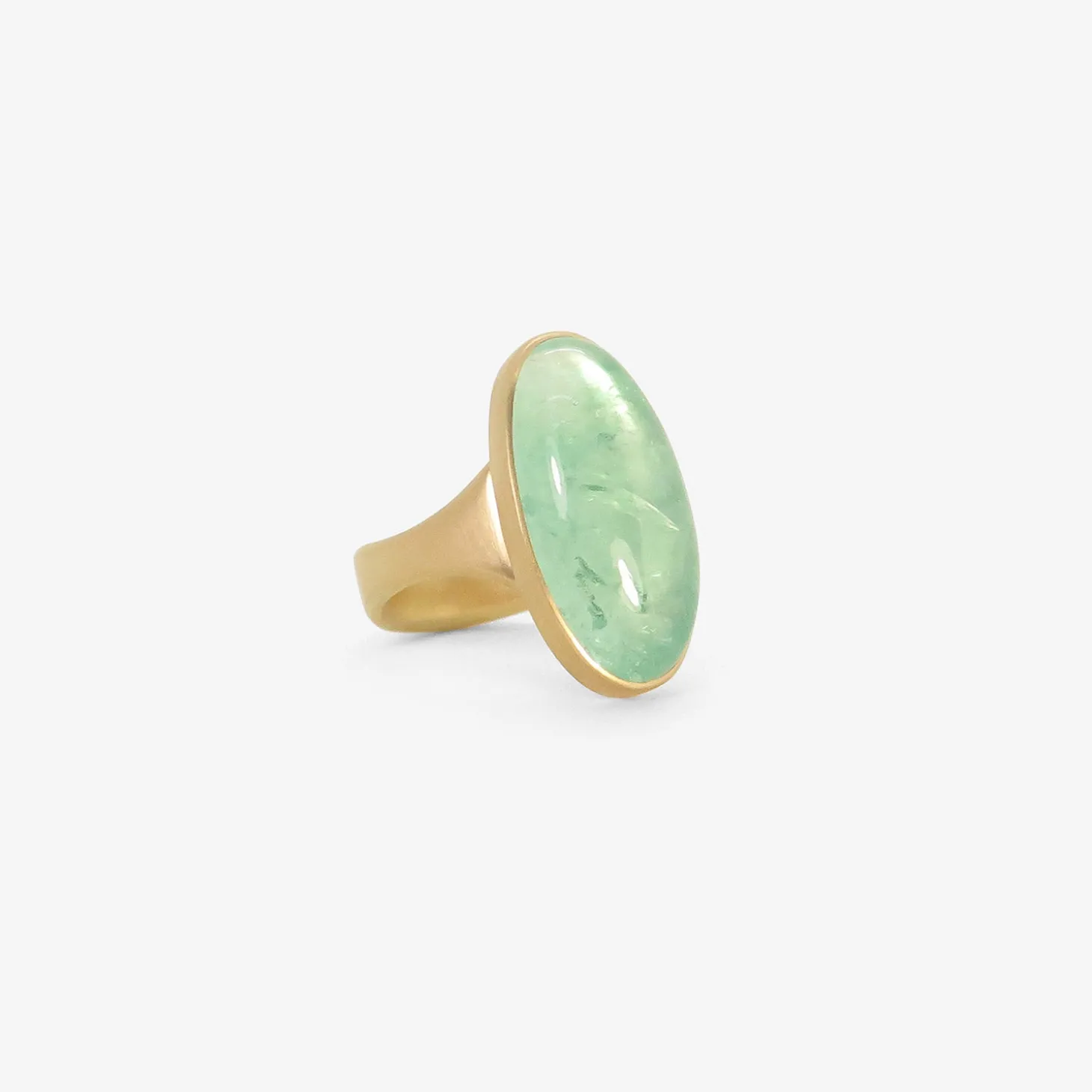 18k & oval cabochon russian emerald ring, 15.4ct