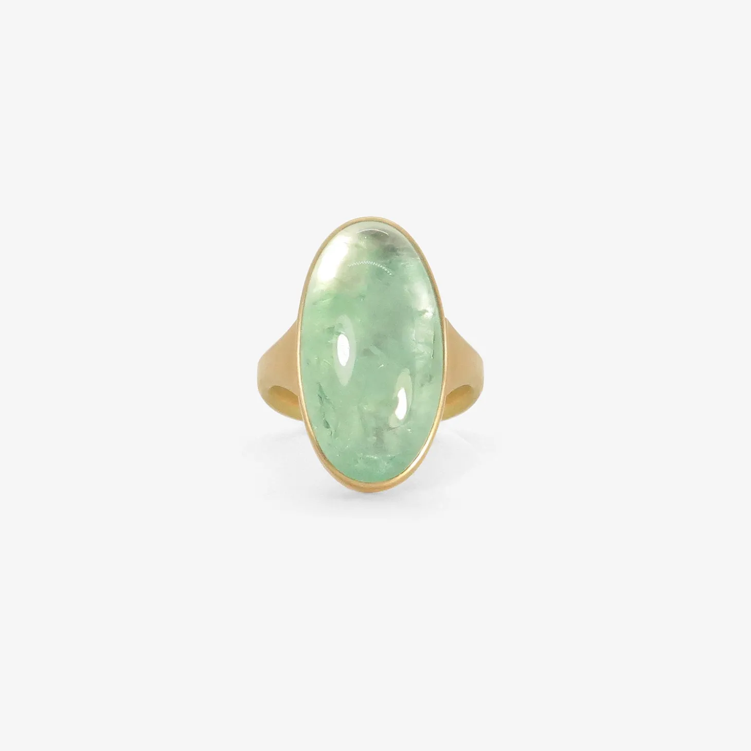 18k & oval cabochon russian emerald ring, 15.4ct