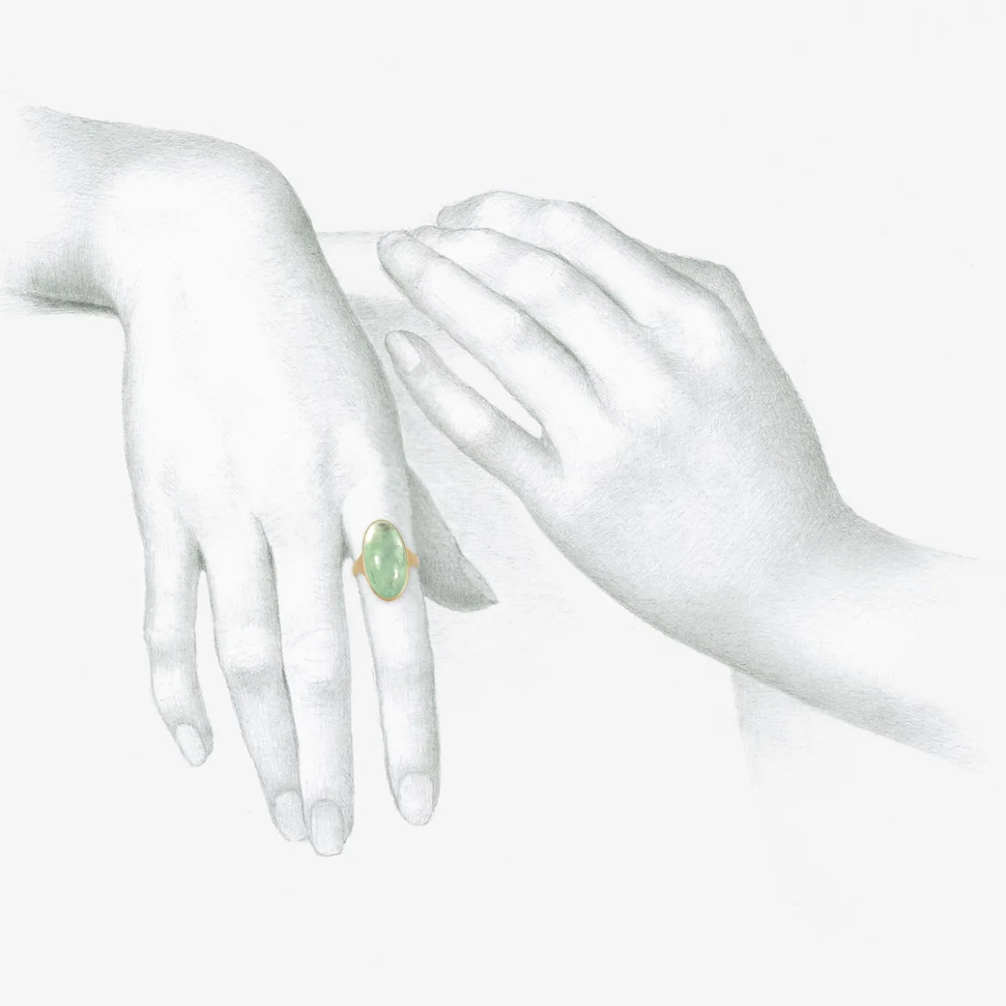 18k & oval cabochon russian emerald ring, 15.4ct