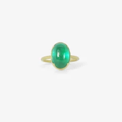 18k & oval cabochon zambian emerald ring, 4.75ct
