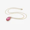 18k & oval checkered pink tourmaline pendant, 5.98ct