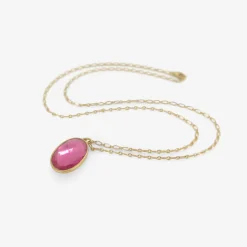 18k & oval checkered pink tourmaline pendant, 5.98ct