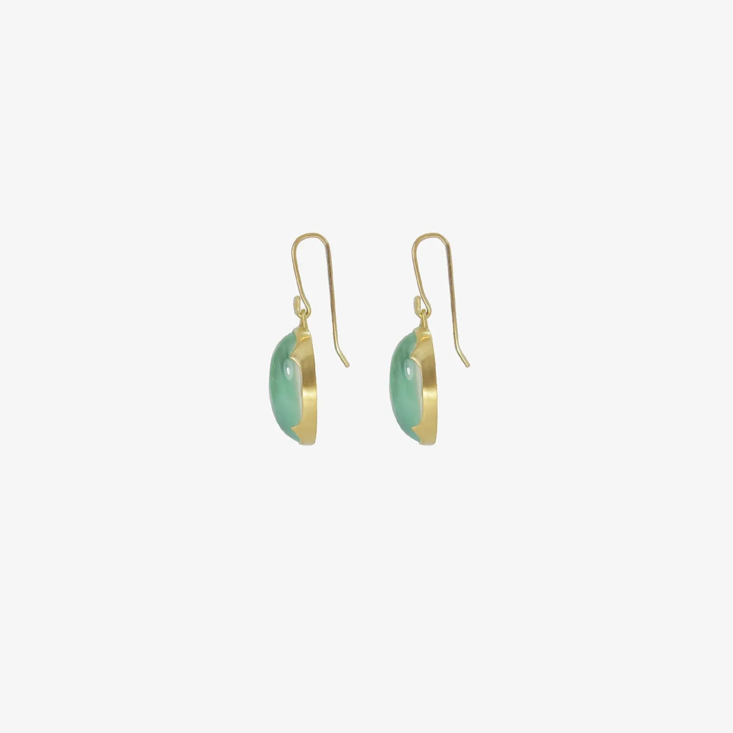 18k & oval crystal over chrysoprase earrings