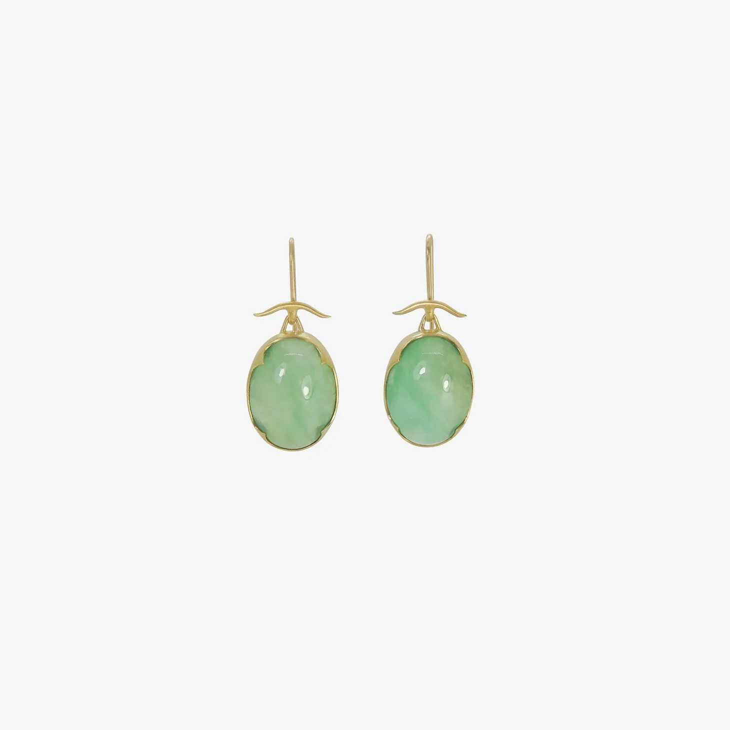 18k & oval crystal over chrysoprase earrings