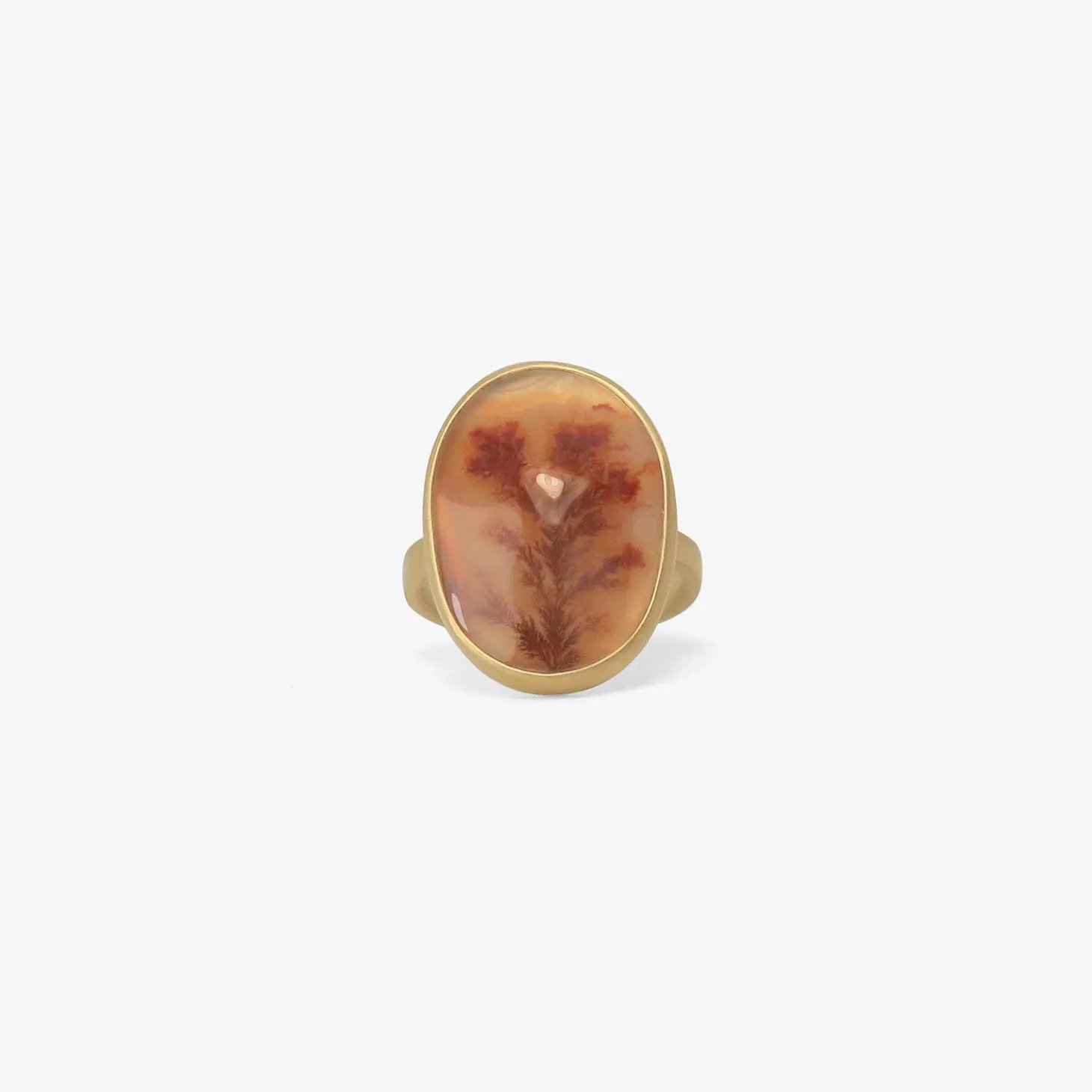 18k & oval dendritic agate ring, 8.76ct
