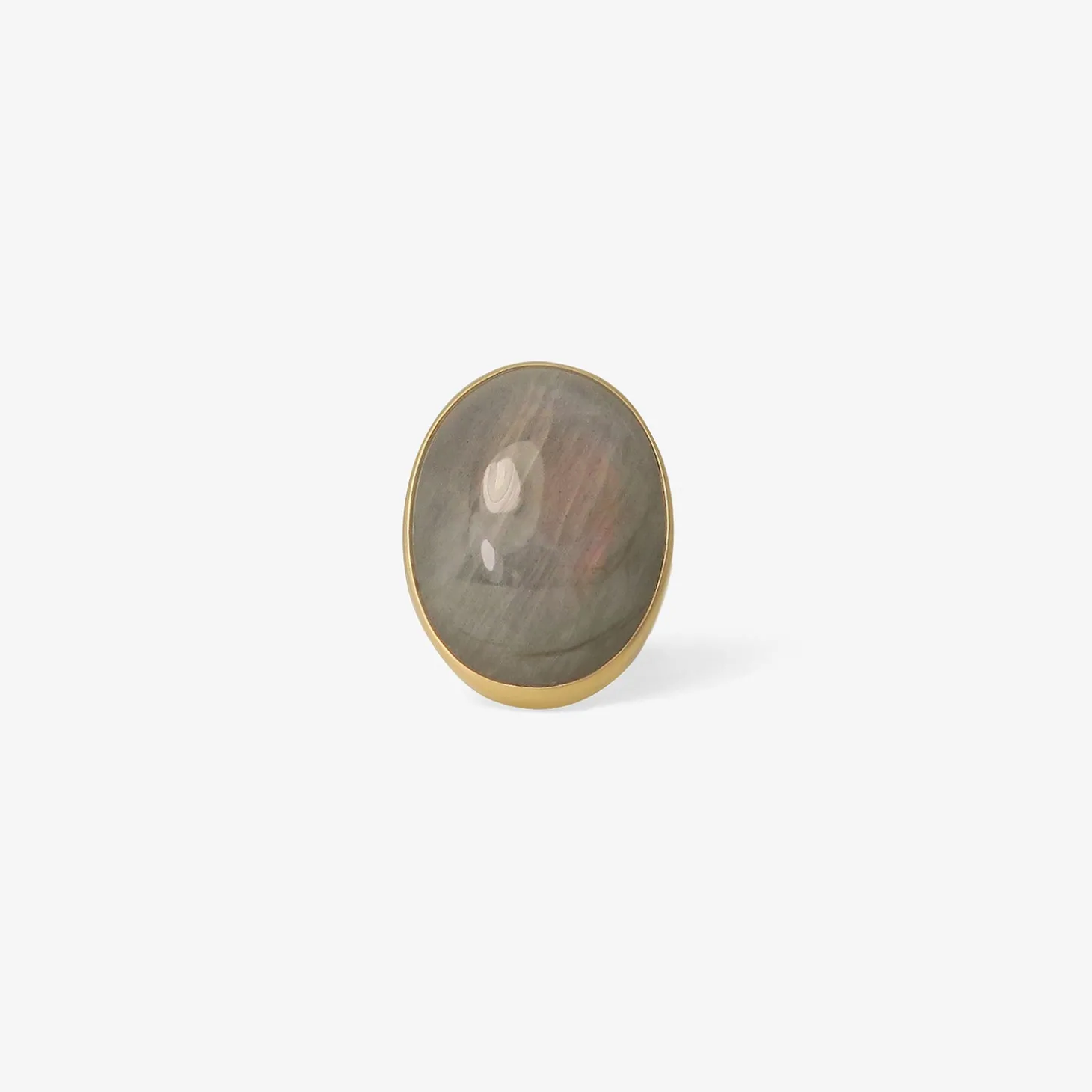 18k & oval dove grey labradorite ring, 20.69ct