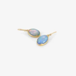18k & oval ethiopian opal earrings