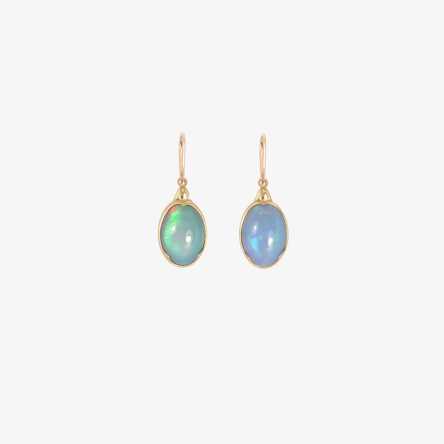 18k & oval ethiopian opal earrings