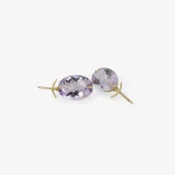 18k & oval faceted rose de france amethyst earrings
