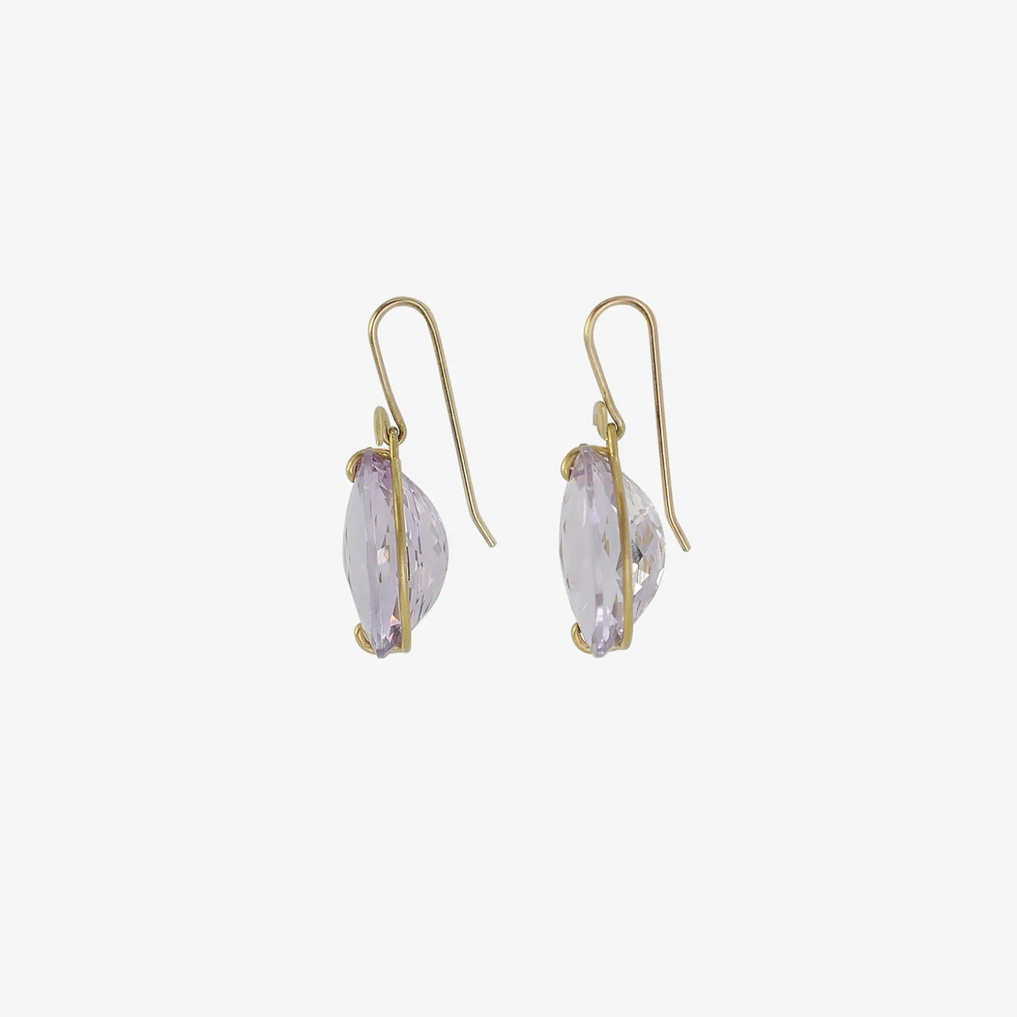 18k & oval faceted rose de france amethyst earrings