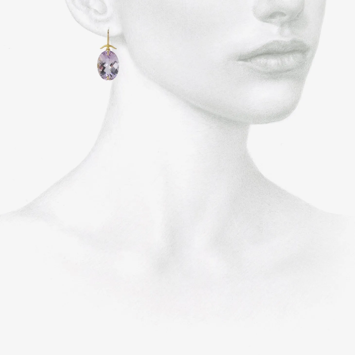 18k & oval faceted rose de france amethyst earrings