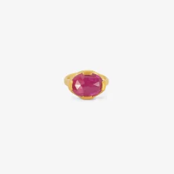 22k & oval faceted ruby vaulted ring, 5.99ct