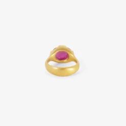 22k & oval faceted ruby vaulted ring, 5.99ct