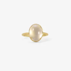 18k & oval fine moonstone ring