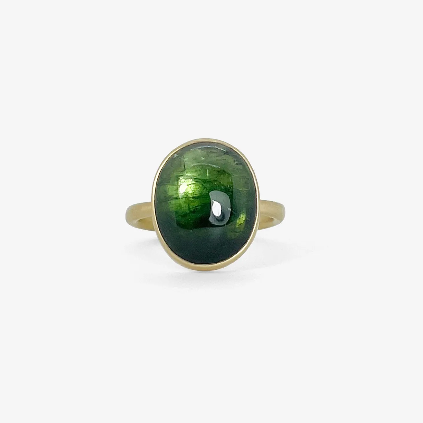 18k & oval green ombré tourmaline ring, 10.39ct