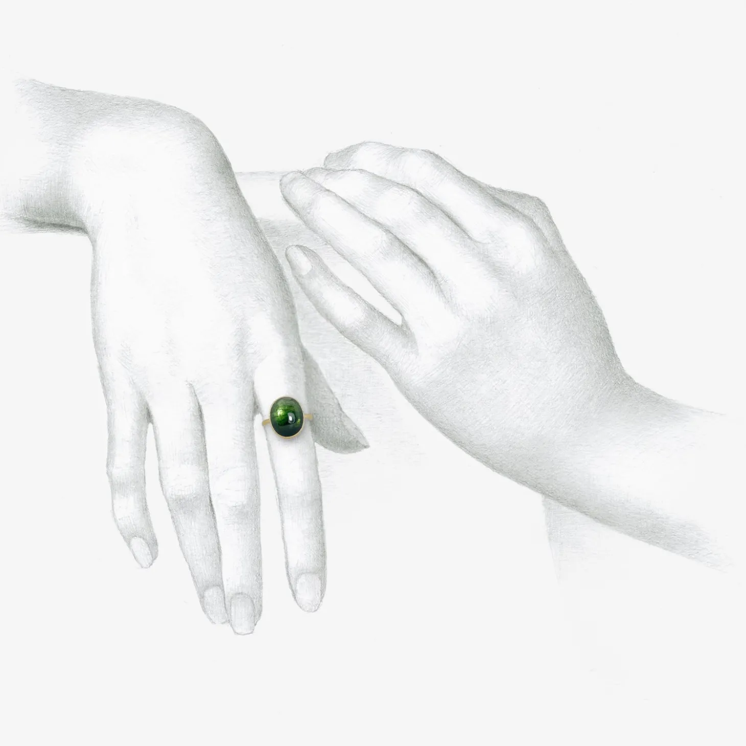 18k & oval green ombré tourmaline ring, 10.39ct