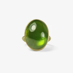 18k & oval green tourmaline ring, 20.57ct