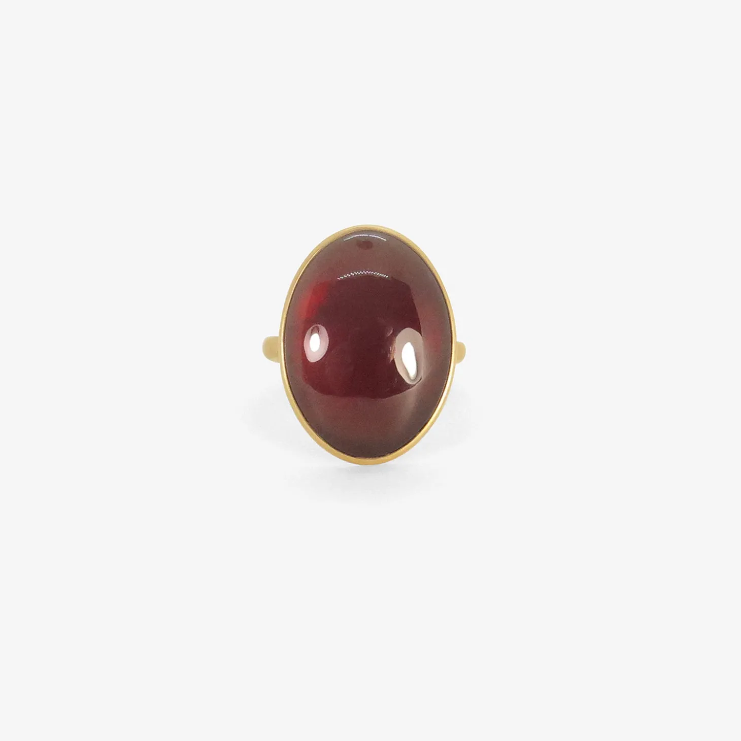 18k & oval hessonite garnet ring, 21.38ct