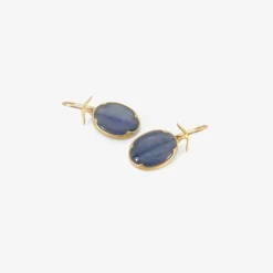 18k & oval kyanite earrings
