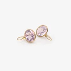 18k & oval lilac amethyst earrings, 21.98ct