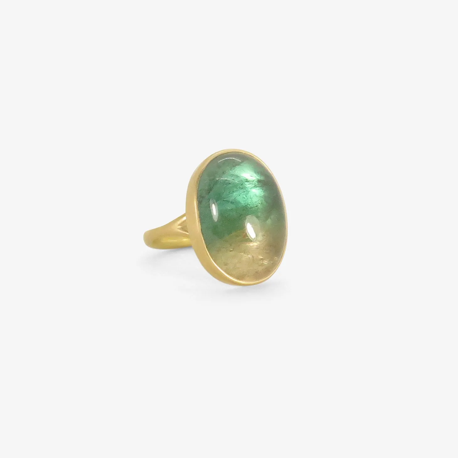 18k & oval ombre green tourmaline ring, 16.49ct