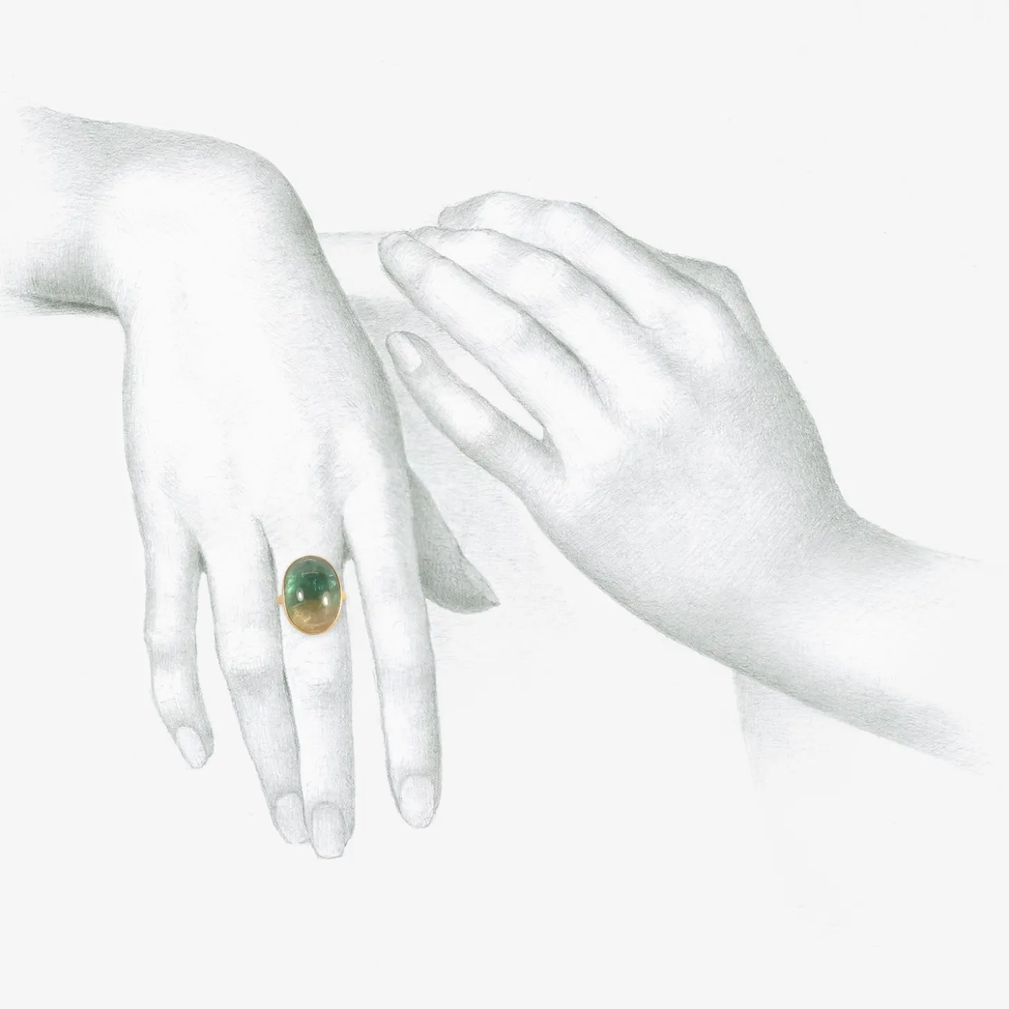 18k & oval ombre green tourmaline ring, 16.49ct