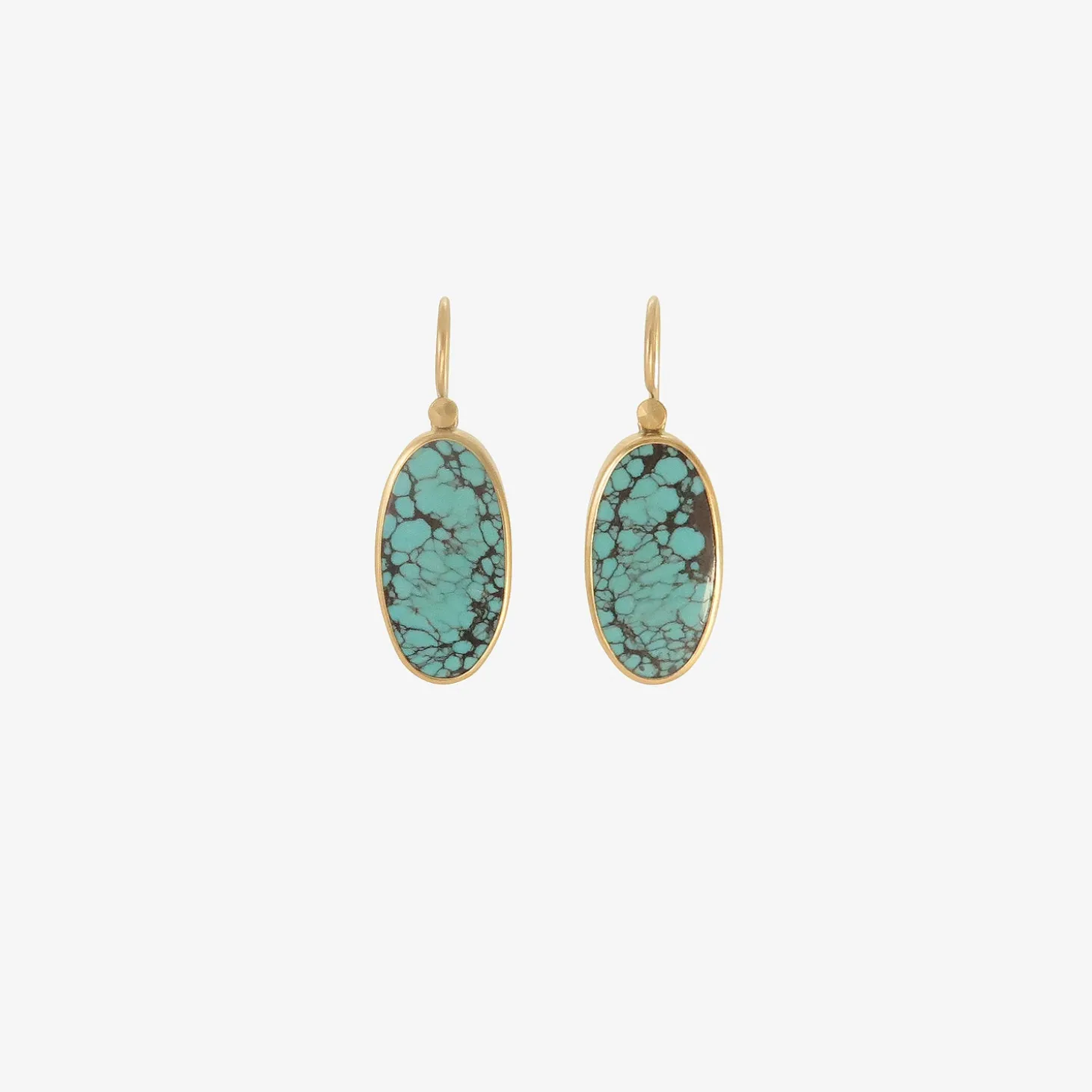 18k & oval persian turquoise earrings, 10.92ct