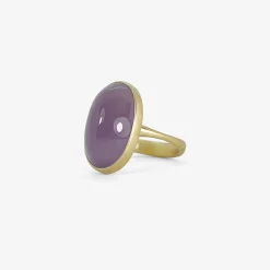 18k & oval pinkish purple chalcedony ring, 11.35ct