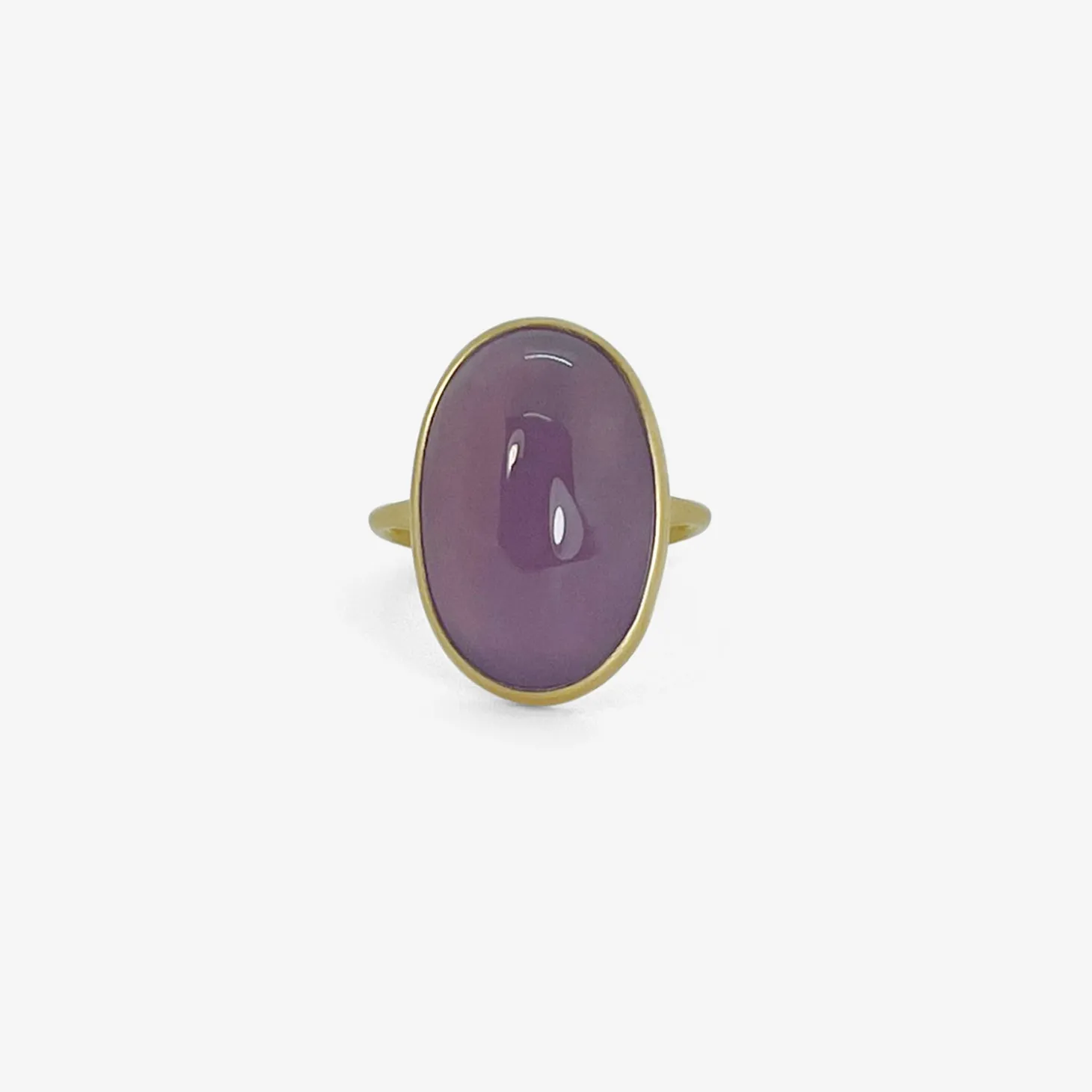 18k & oval pinkish purple chalcedony ring, 11.35ct