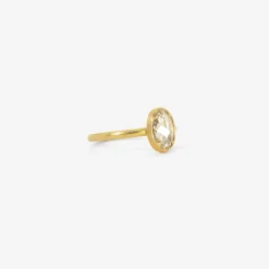 18k & oval rose-cut white diamond ring, .81ct