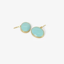 18k & oval sleeping beauty turquoise earrings, 12.19ct