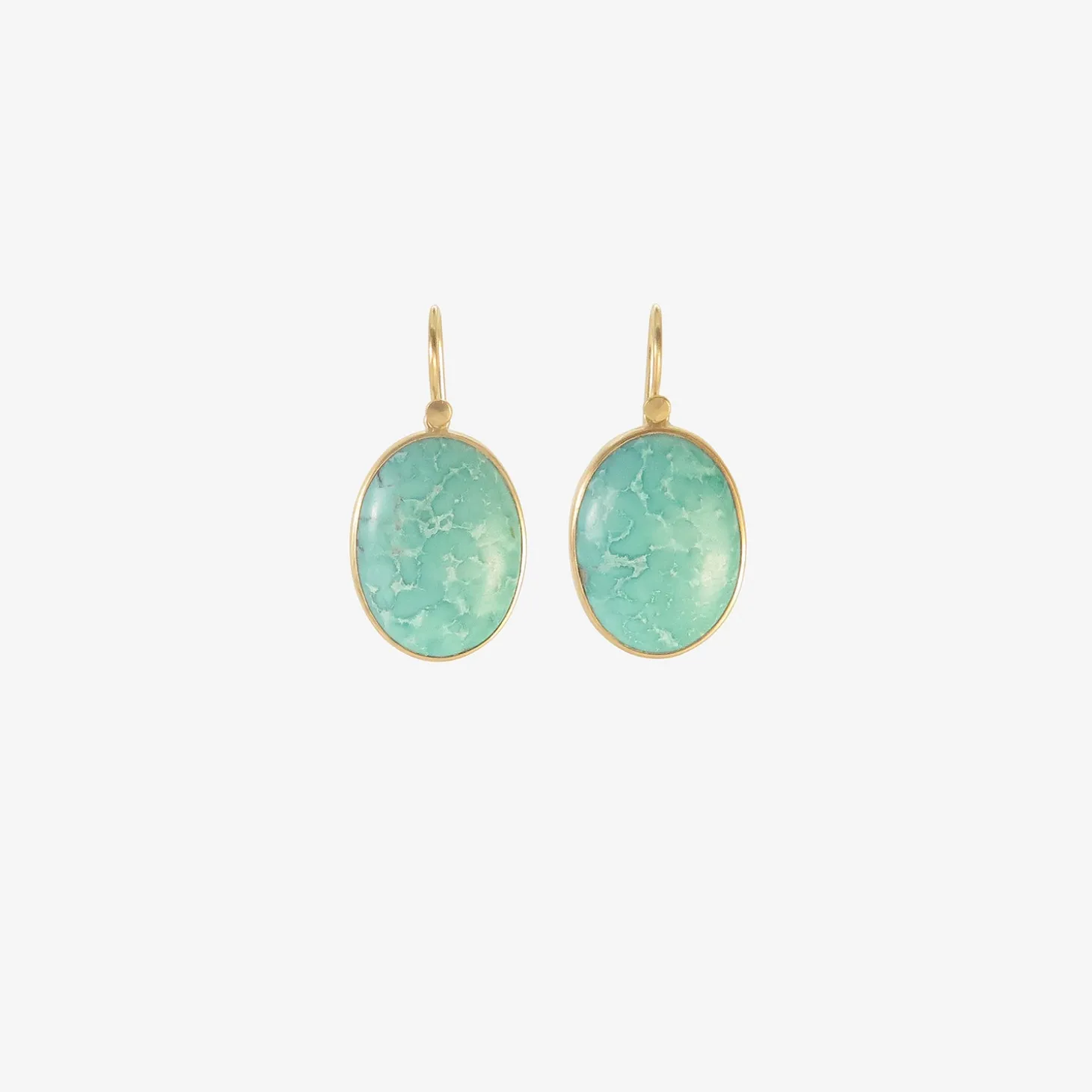 18k & oval tibetan turquoise drop earrings, 19.89ct