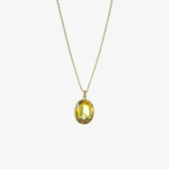 18k & oval yellow sapphire pendant, 7.34ct