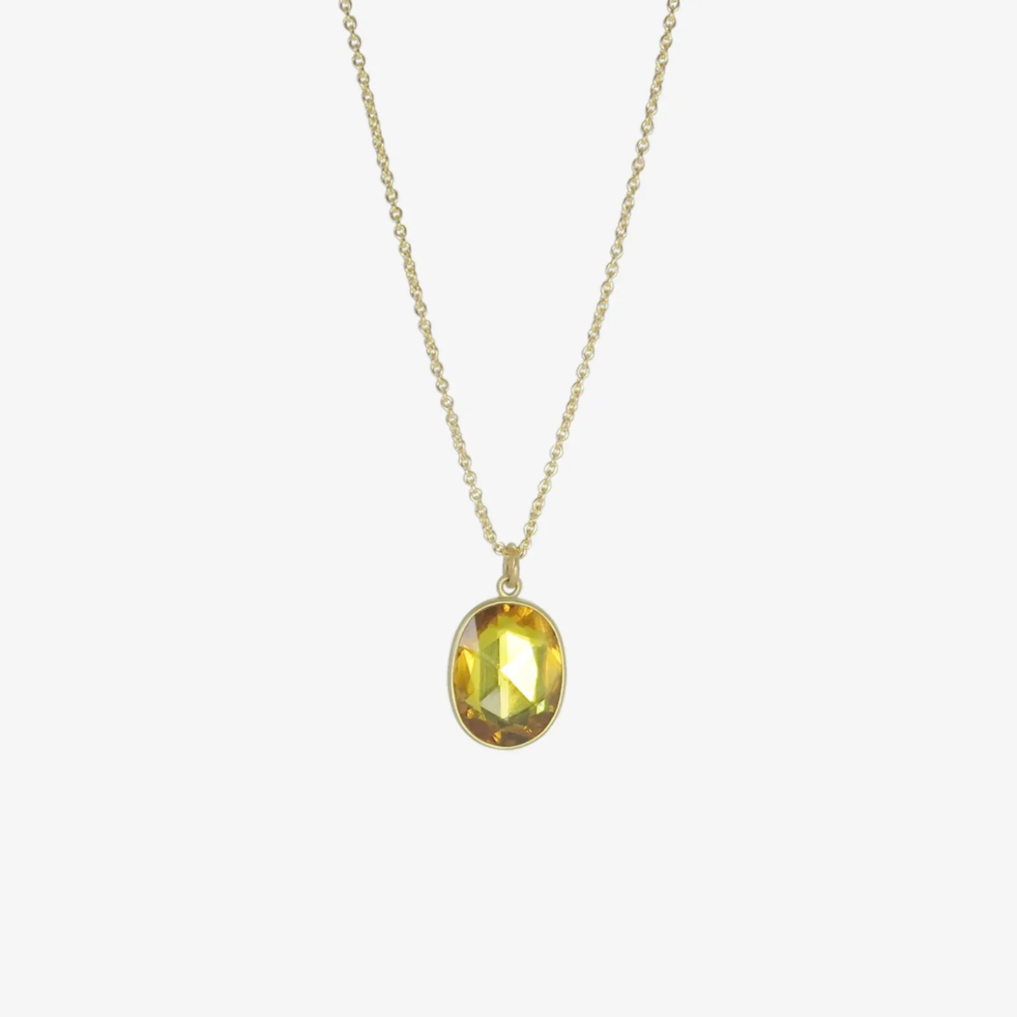 18k & oval yellow sapphire pendant, 7.34ct