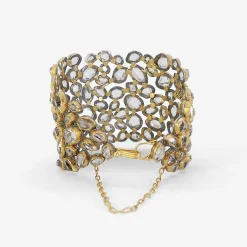 18k & oxidized silver bezel-set herkimer diamond cuff