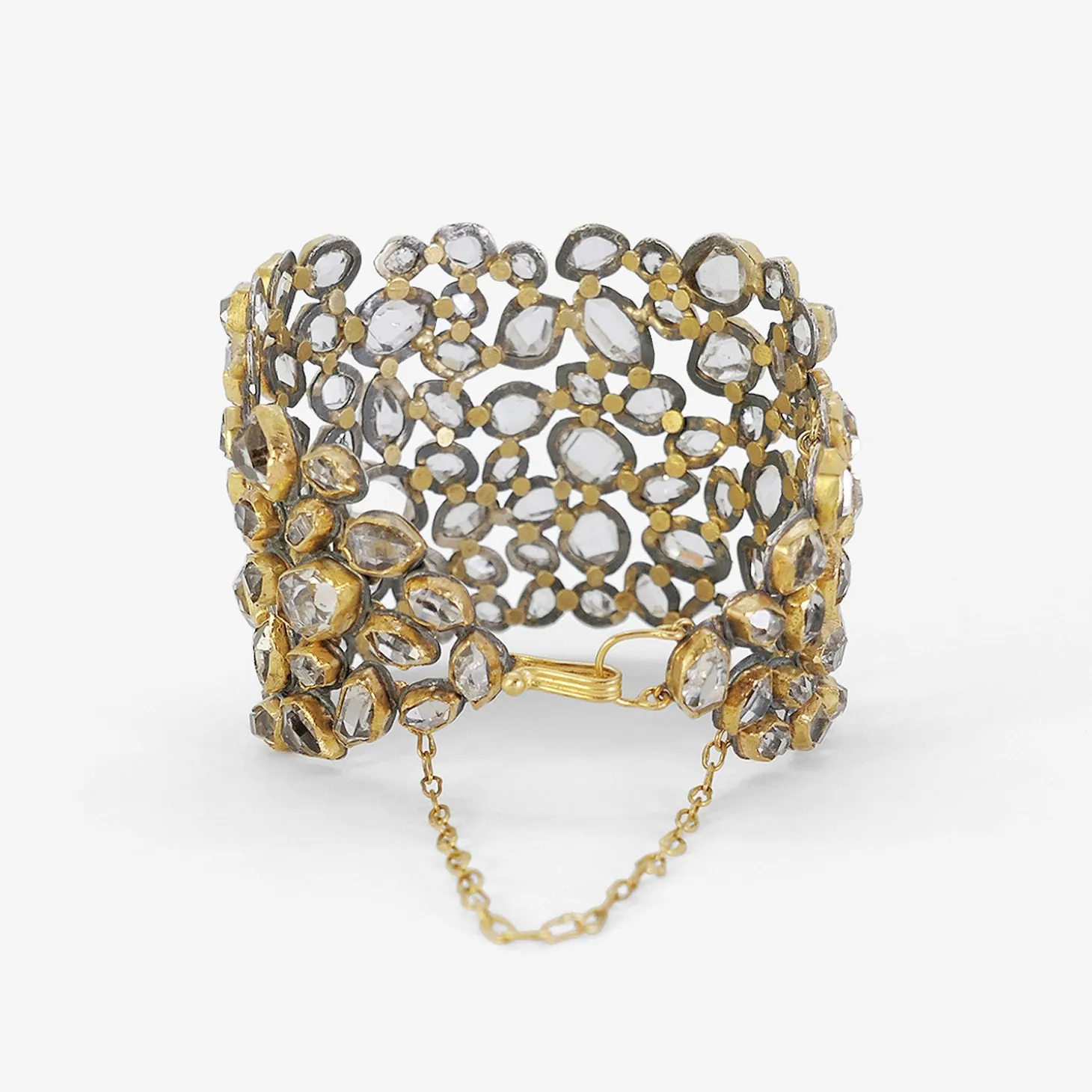 18k & oxidized silver bezel-set herkimer diamond cuff