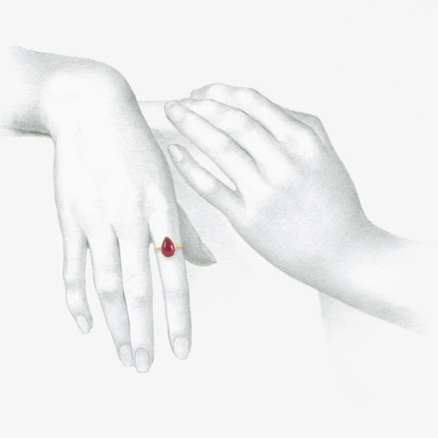 18k & pear-shaped cabochon ruby ring, 4.1ct