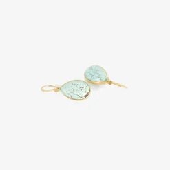 18k & pear-shaped tibetan turquoise drop earrings, 8.63ct