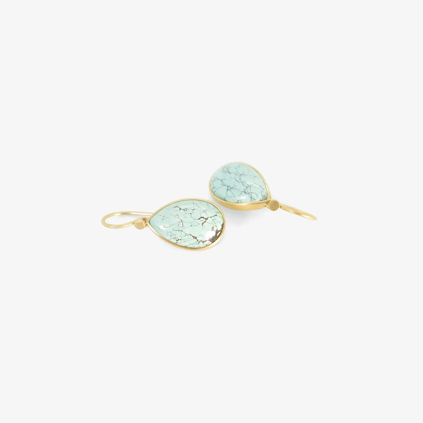 18k & pear-shaped tibetan turquoise drop earrings, 8.63ct