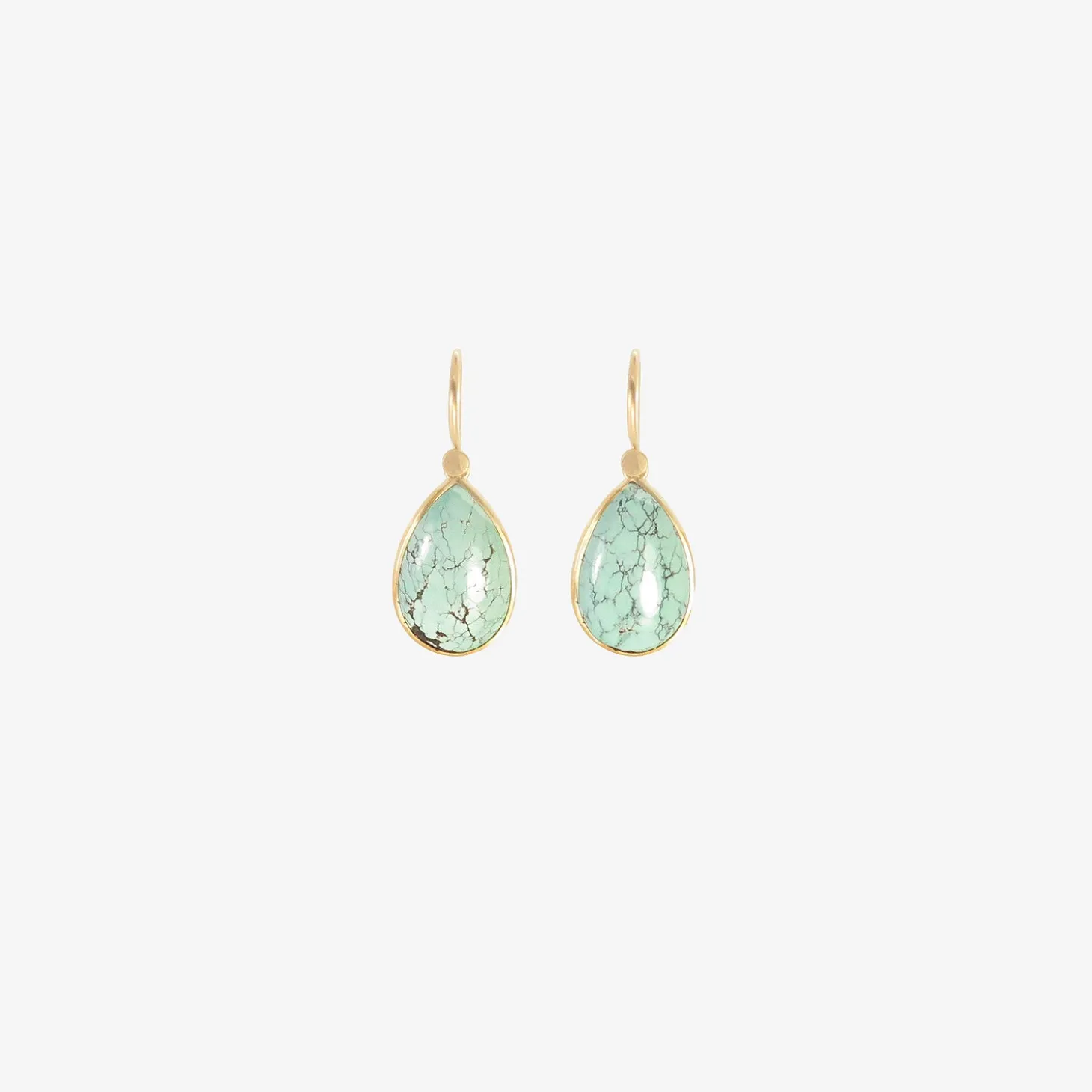 18k & pear-shaped tibetan turquoise drop earrings, 8.63ct
