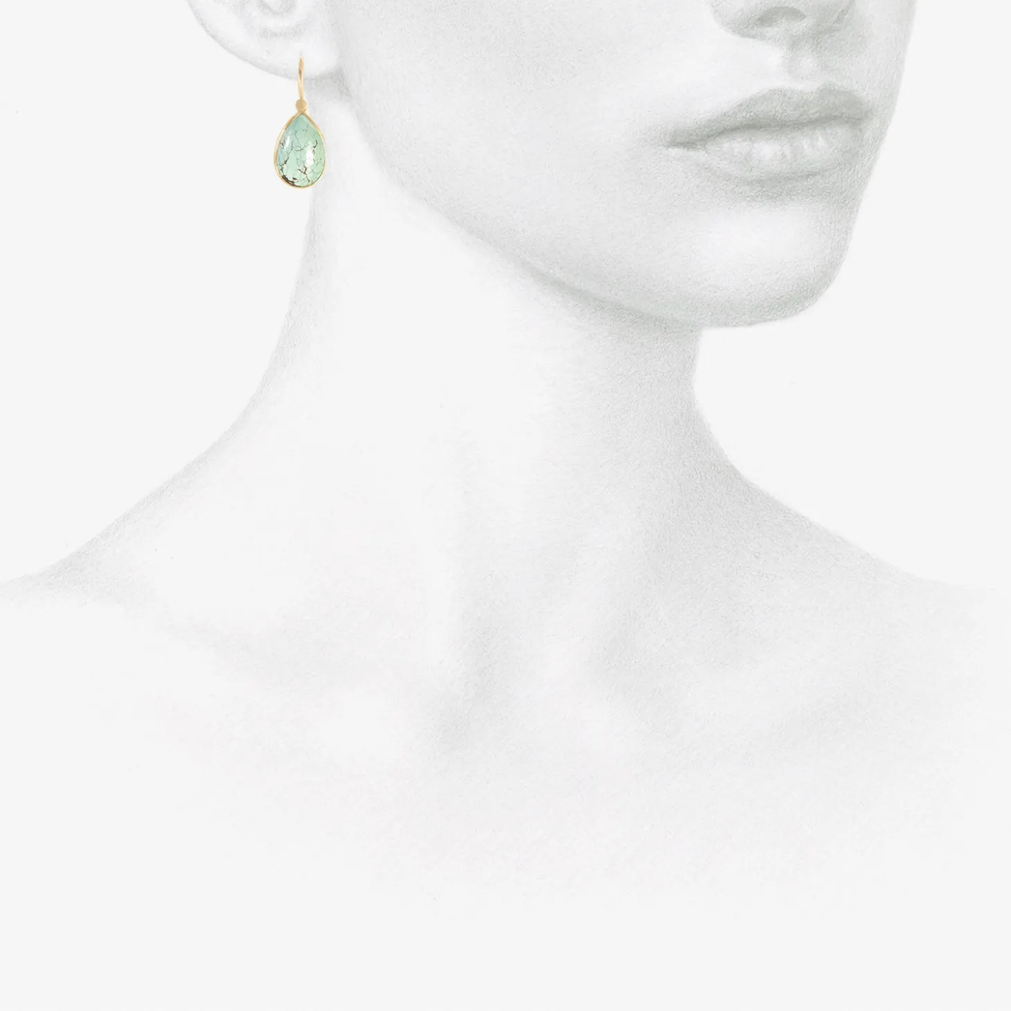 18k & pear-shaped tibetan turquoise drop earrings, 8.63ct