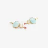 22k & persian turquoise earrings with moonstone and pink tourmaline