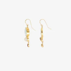 22k & persian turquoise earrings with moonstone and pink tourmaline