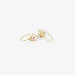 14k & pink freshwater pearl eggplant earrings