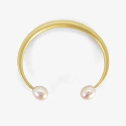 14k & pink freshwater pearl open bangle