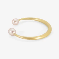 14k & pink freshwater pearl open bangle