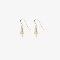 14k & pink mother-of-pearl simple flower earrings with pink tourmaline centers